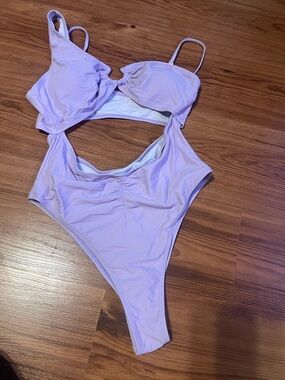 Lilac Cutout One-Piece Swimsuit for Kids